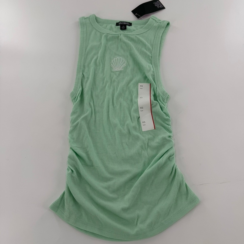 Wild Fable Tank Top Shell Embroidered Ribbed Women XS Green